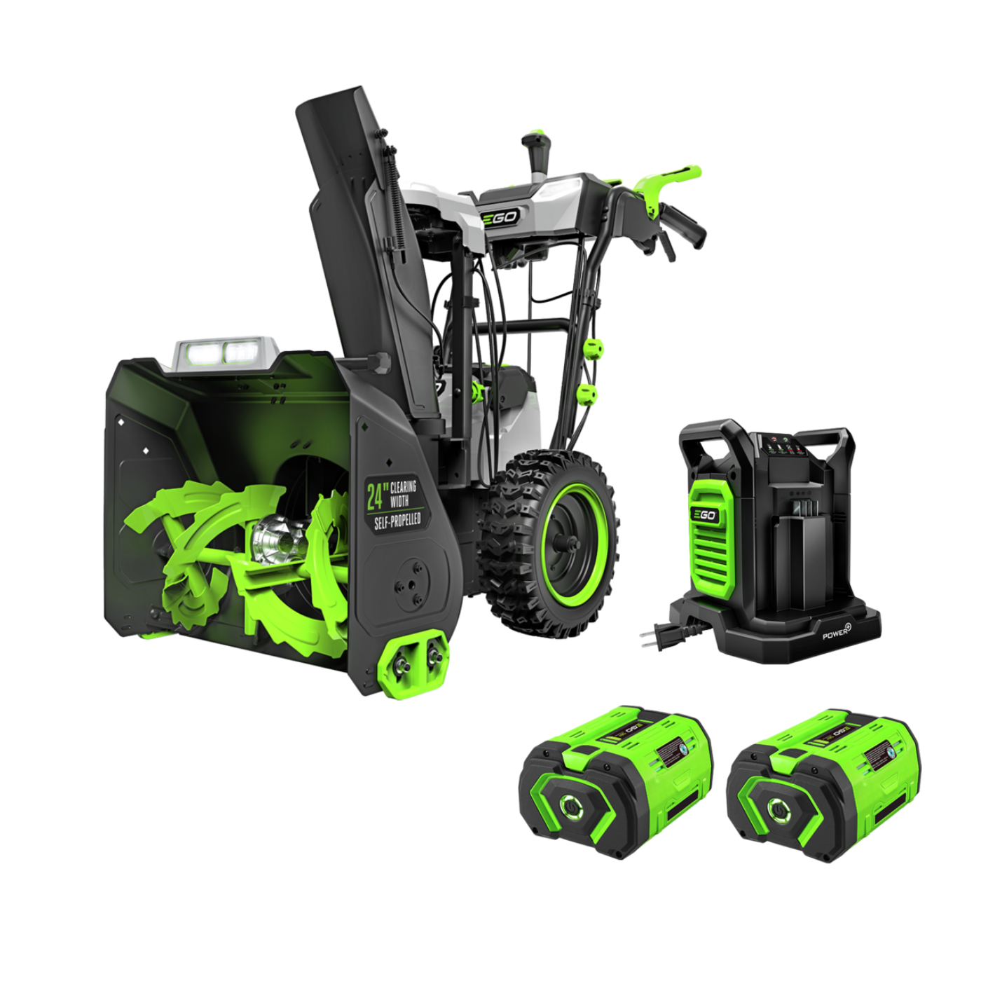 EGO Power+ POWER+ 24 in. Self-Propelled 2-Stage XP Snow Blower with Peak Power and 2 x 10.0 Ah Batteries and Dual Port Charger - SNT2416
