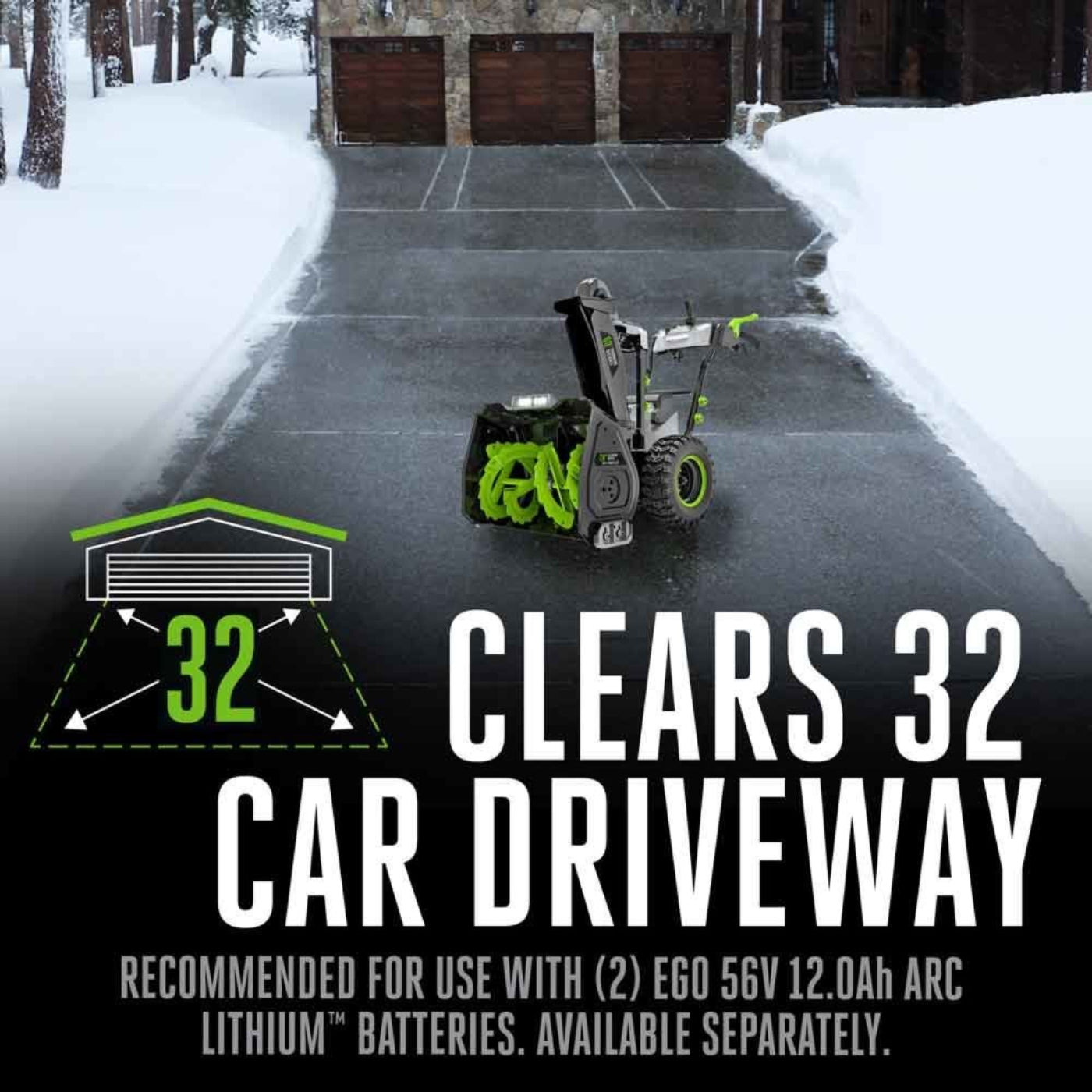 EGO Power+ 28 in. Self-Propelled 2-Stage Snow Blower with Peak Power and 2 x 12.0 Ah Batteries and Dual Port Charger - SNT2807