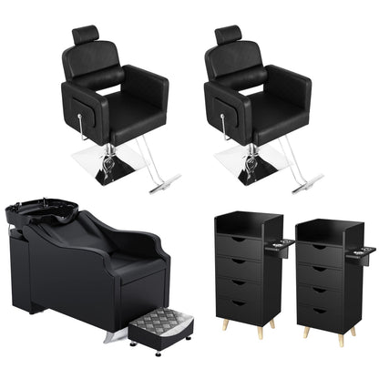 OmySalon 2 Operator Vintage Mobile Barber Package Black - BP3-2B