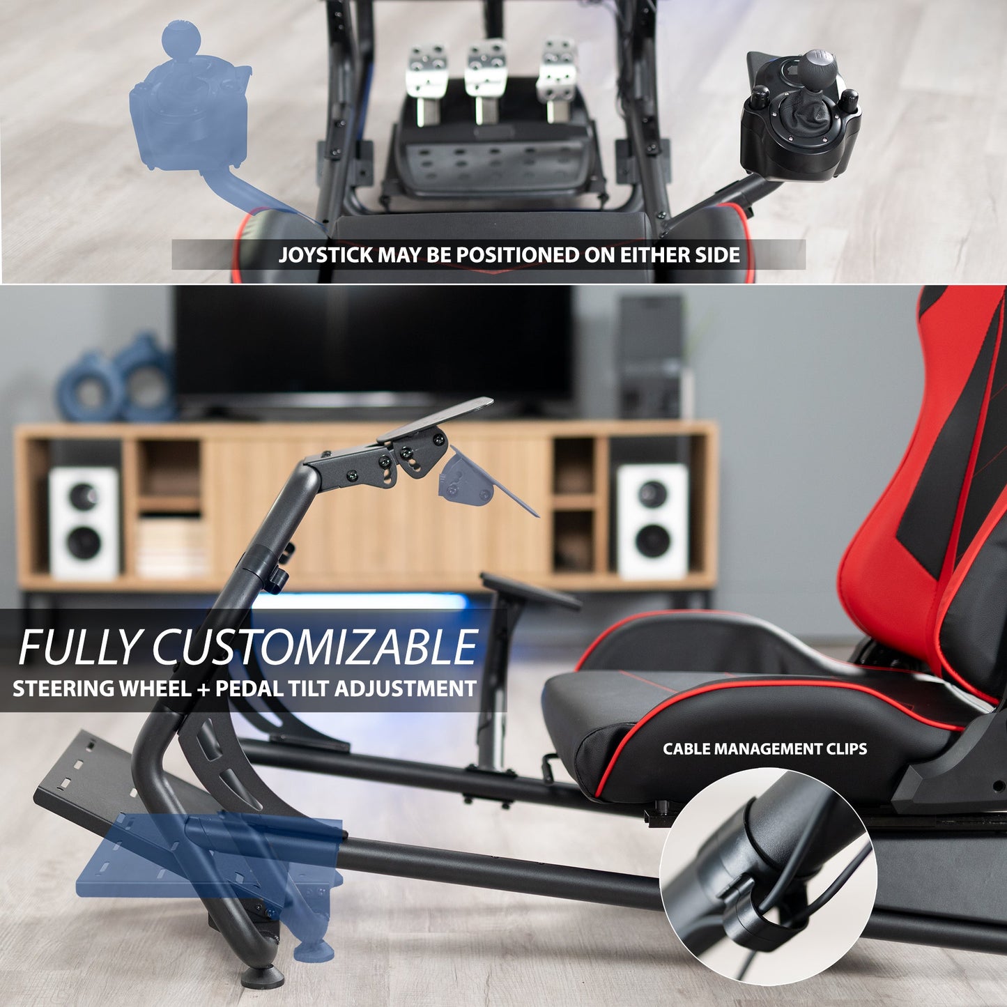 VIVO Racing Simulator Cockpit with TV Mount & Shelf Kit - 32” to 50” Screens - STAND-KIT-RACE1BS