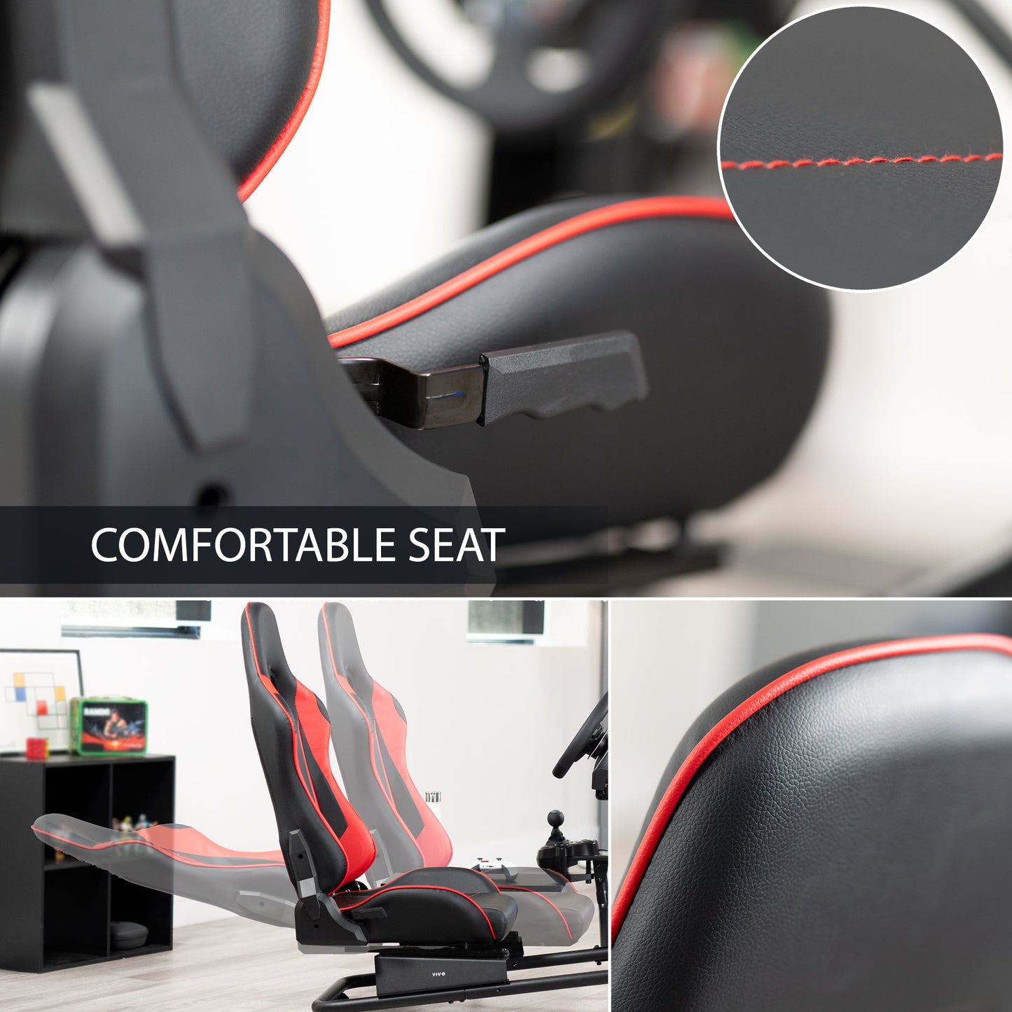 VIVO Racing Simulator Cockpit with TV Mount & Shelf Kit - 32” to 50” Screens - STAND-KIT-RACE1BS