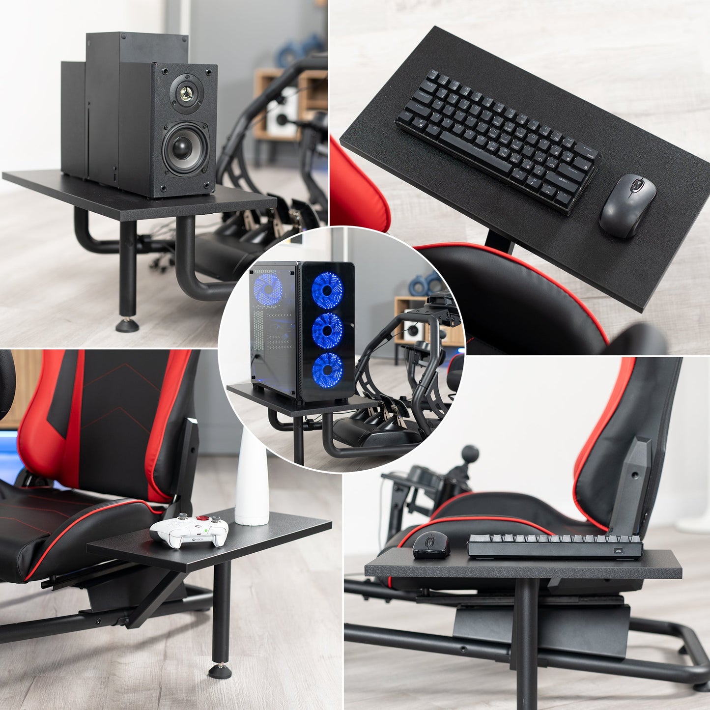 VIVO Racing Simulator Cockpit with Shelf Kit - STAND-KIT-RACE1S