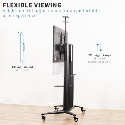 VIVO Aluminum TV Cart - 32” to 120” Screens - STAND-TV120B