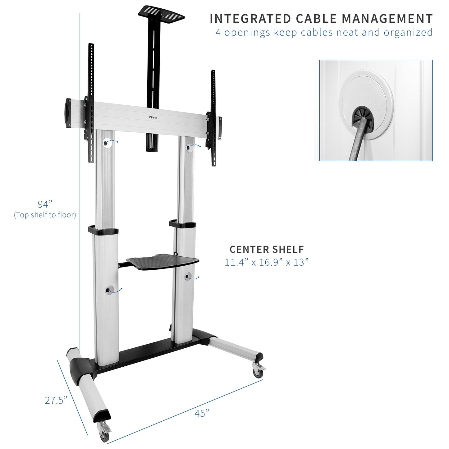 VIVO Mobile TV Cart - 32" to 100" Screens - STAND-TV22S