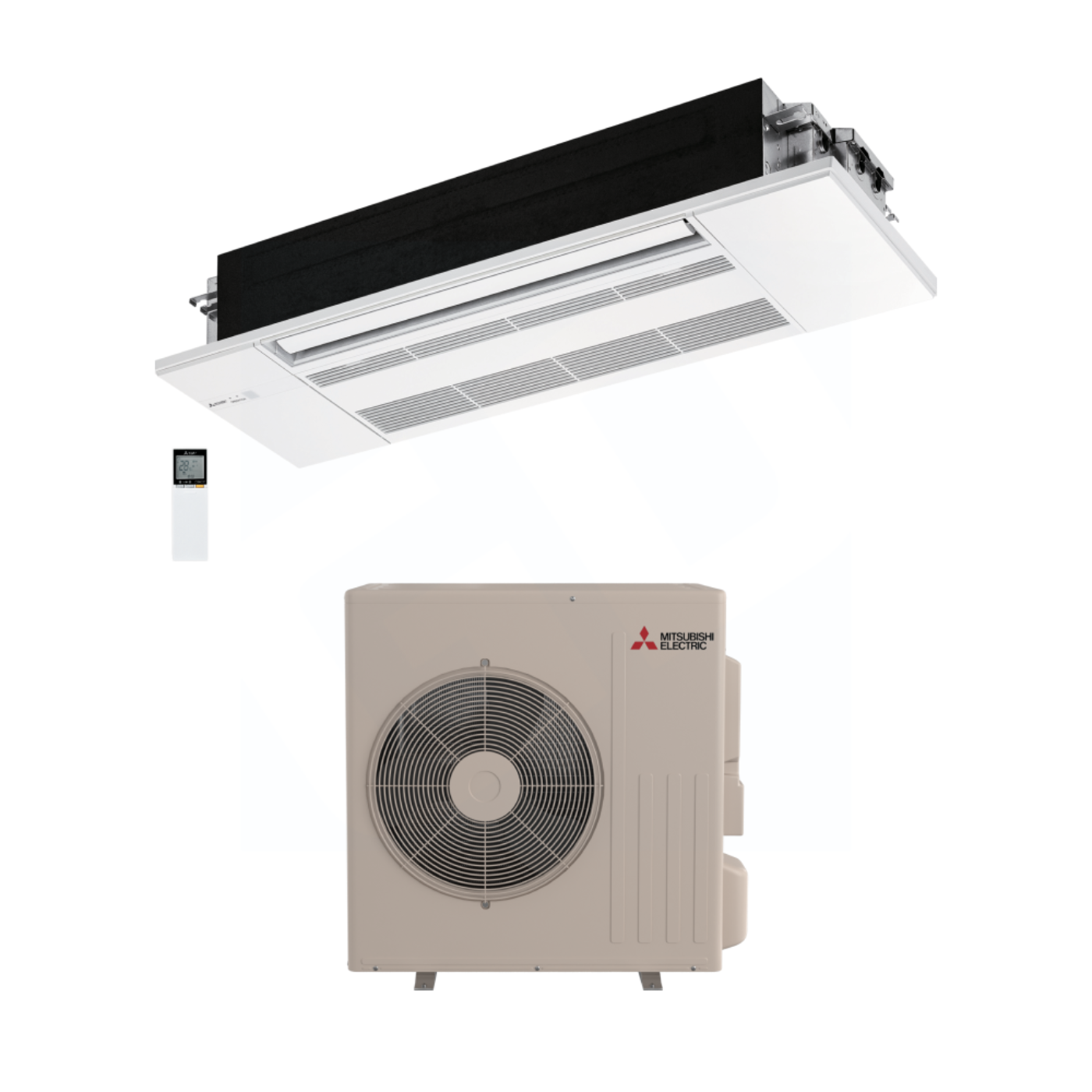 Mitsubishi MLZ-KX12NL & SUZ-AA12NLHZ 12,000 BTU 16.7 SEER2 One-Way Ceiling Cassette Hyper Heating Heat Pump System (w/ Grille) - R454B - MLZKX12NL/MLP449WU/SUZAA12NLHZ