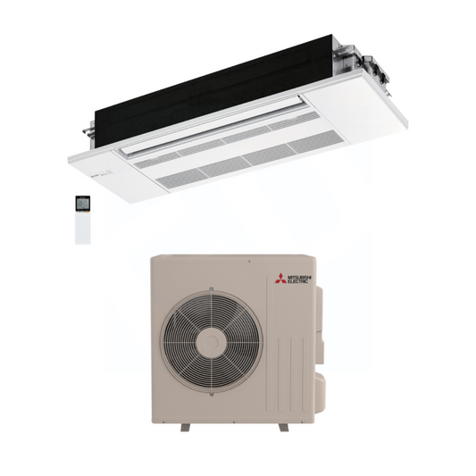 Mitsubishi MLZ-KX18NL & SUZ-AA18NLHZ 18,000 BTU 17.2 SEER2 One-Way Ceiling Cassette Hyper Heating Heat Pump System (w/ Grille) - R454B - MLZKX18NL/MLP449WU/SUZAA18NLHZ