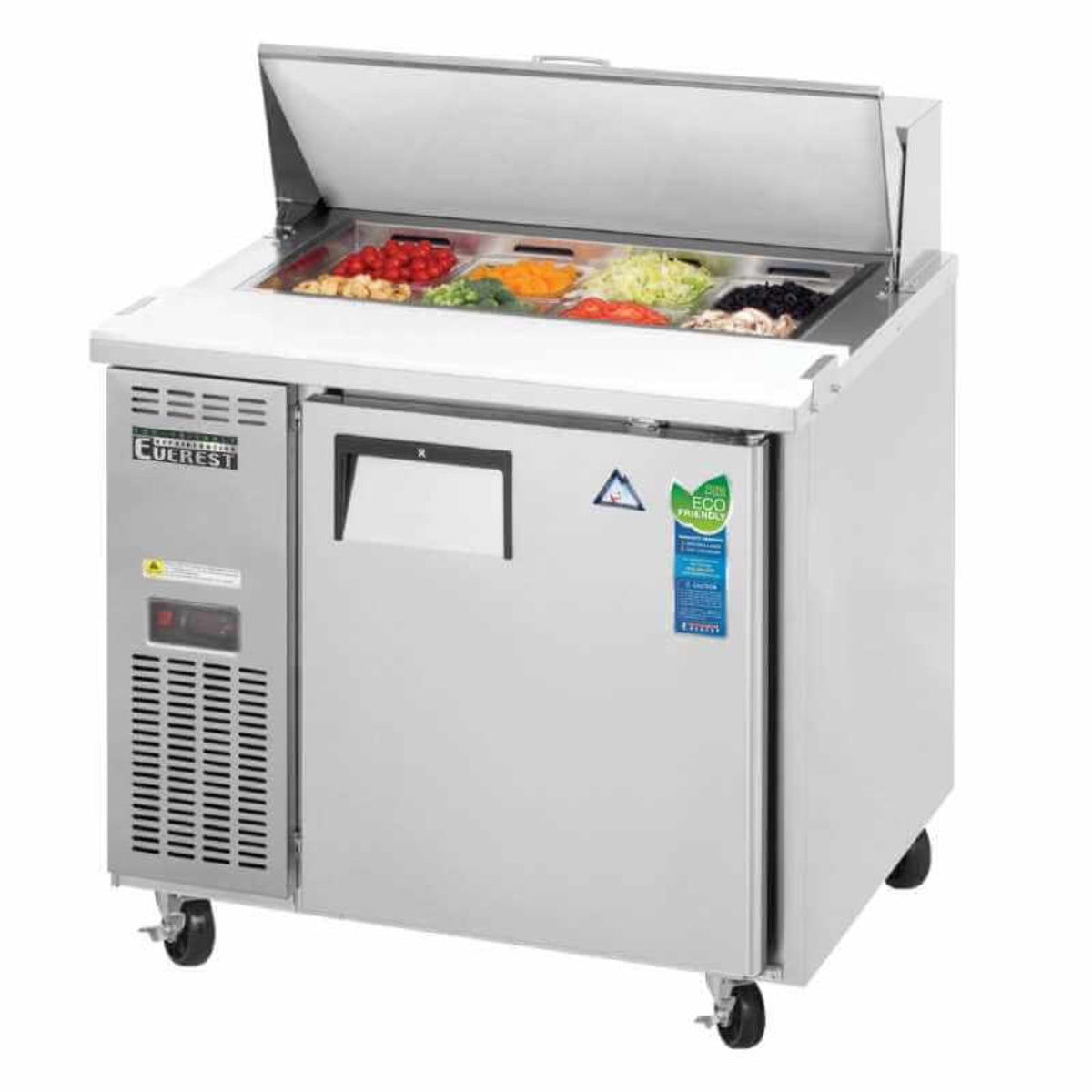 Everest - EPR1-24, Commercial 35" 8 Pan Salad Sandwich Food Prep Table Refrigerator One Section - EPR1-24