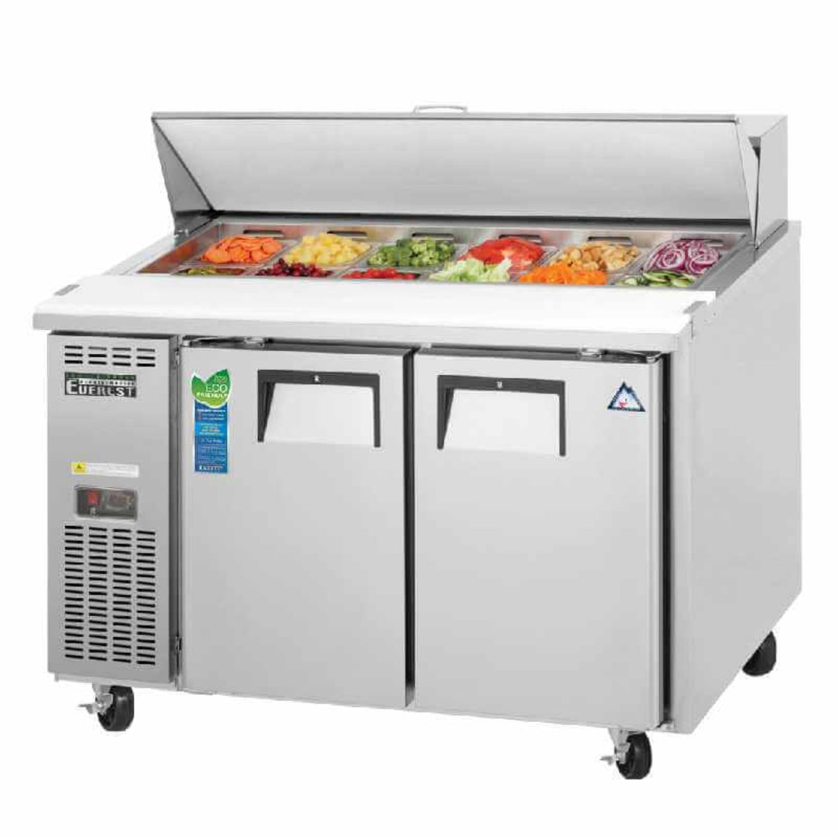 Everest - EPR2-24, Commercial 47" 12 Pan Salad Sandwich Food Prep Table Refrigerator Two Section - EPR2-24