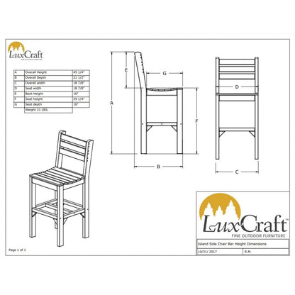 LuxCraft Outdoor Bar Height Island Poly Side Chair