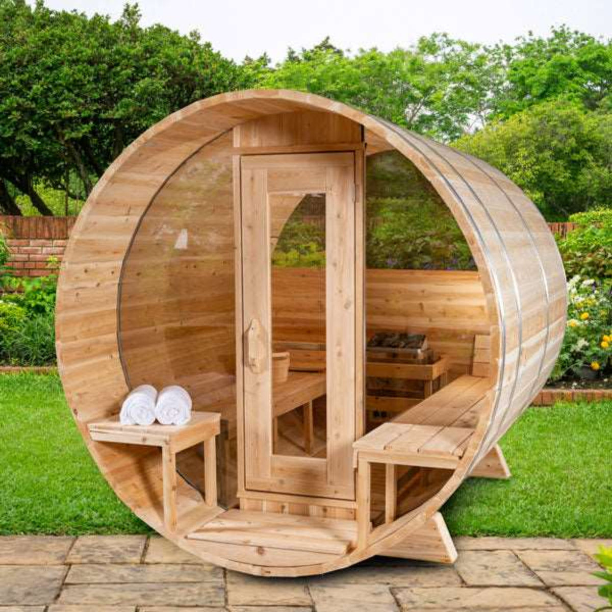 Canadian Timber Serenity MP 4 Person Traditional Outdoor Barrel Sauna - CTC2245MP