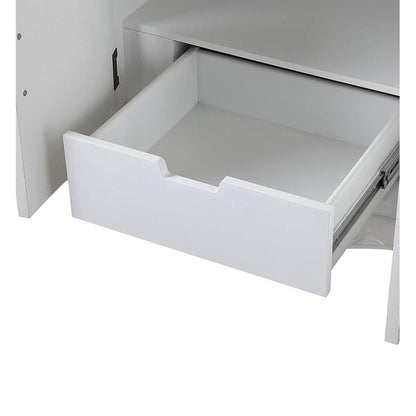 Silkroad Exclusive 60" Single Sink Antique White Bathroom Vanity With Carrara White Marble Countertop and White Ceramic Undermount Sink