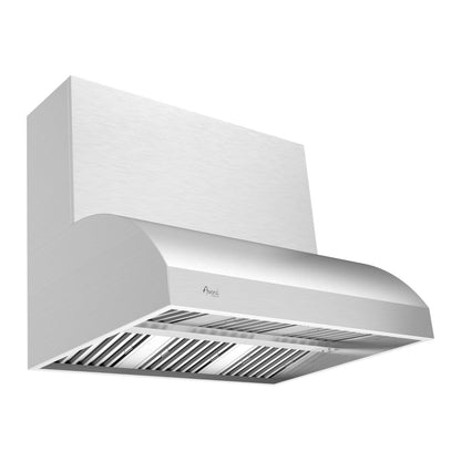 Awoco 48" Outdoor BBQ Vent Hood 18" High Type 304 Stainless Steel, 4 Speeds 2000 CFM, Dual Blowers, Adjustable LED Lights, 8” Round Top Vent - AWC-RH-WM-BBQ48