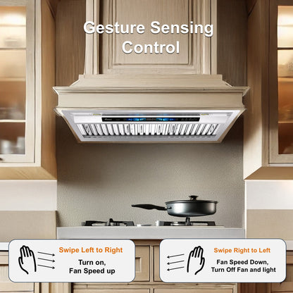 AWOCO RH-BQ-XV+8BLW Split Quiet Range Hood Insert Voice & Gesture Control 1000 CFM With 8” Blower Unit - RH-BQ-XV30+RH-SP08-BLW