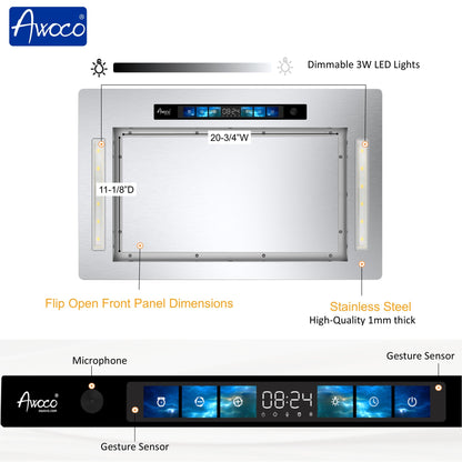 AWOCO  RH-IT06-GV Ceiling Mount Range Hood - Split Insert - Voice & Gesture - AWC-RH-IT06-GV30