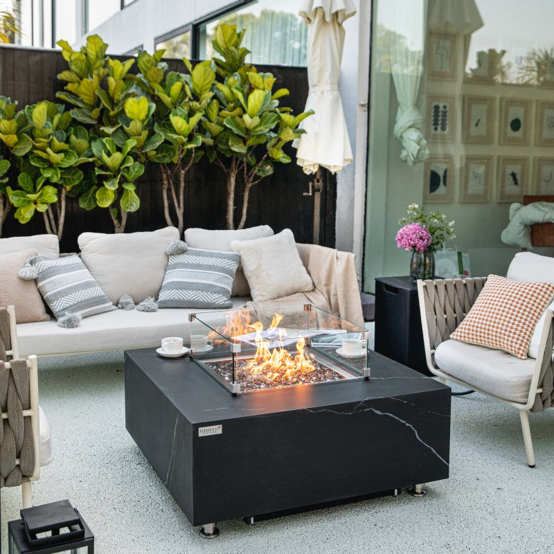 Sofia Fire Table Outdoor Setup with Flame