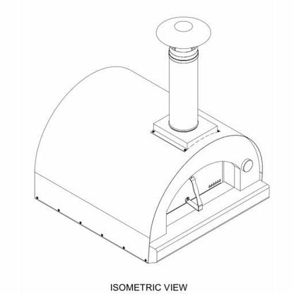 Solé Gourmet 24 Inch Italia Wood Fired Oven with Cart Isometric view