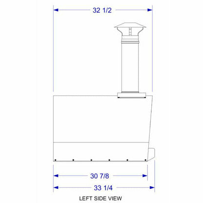 Solé Gourmet 24 Inch Italia Wood Fired Oven with Cart - Left Side View Diagram