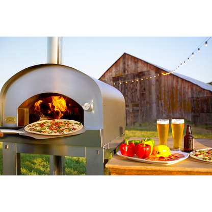 Solé Gourmet 24 Inch Italia Wood Fired Oven with Cart Lifestyle