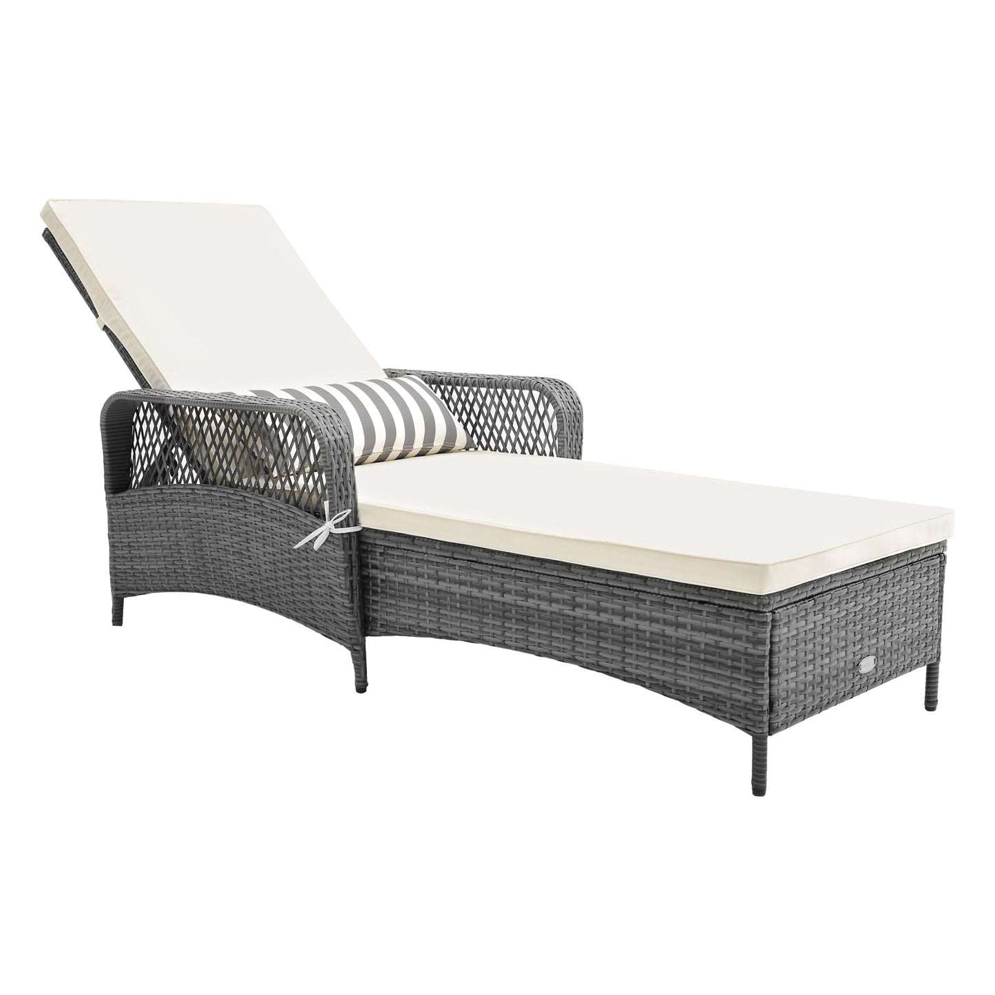 Tangkula Outdoor Chaise Lounge, Patio PE Recliner with 6-Level Backrest - HW71246