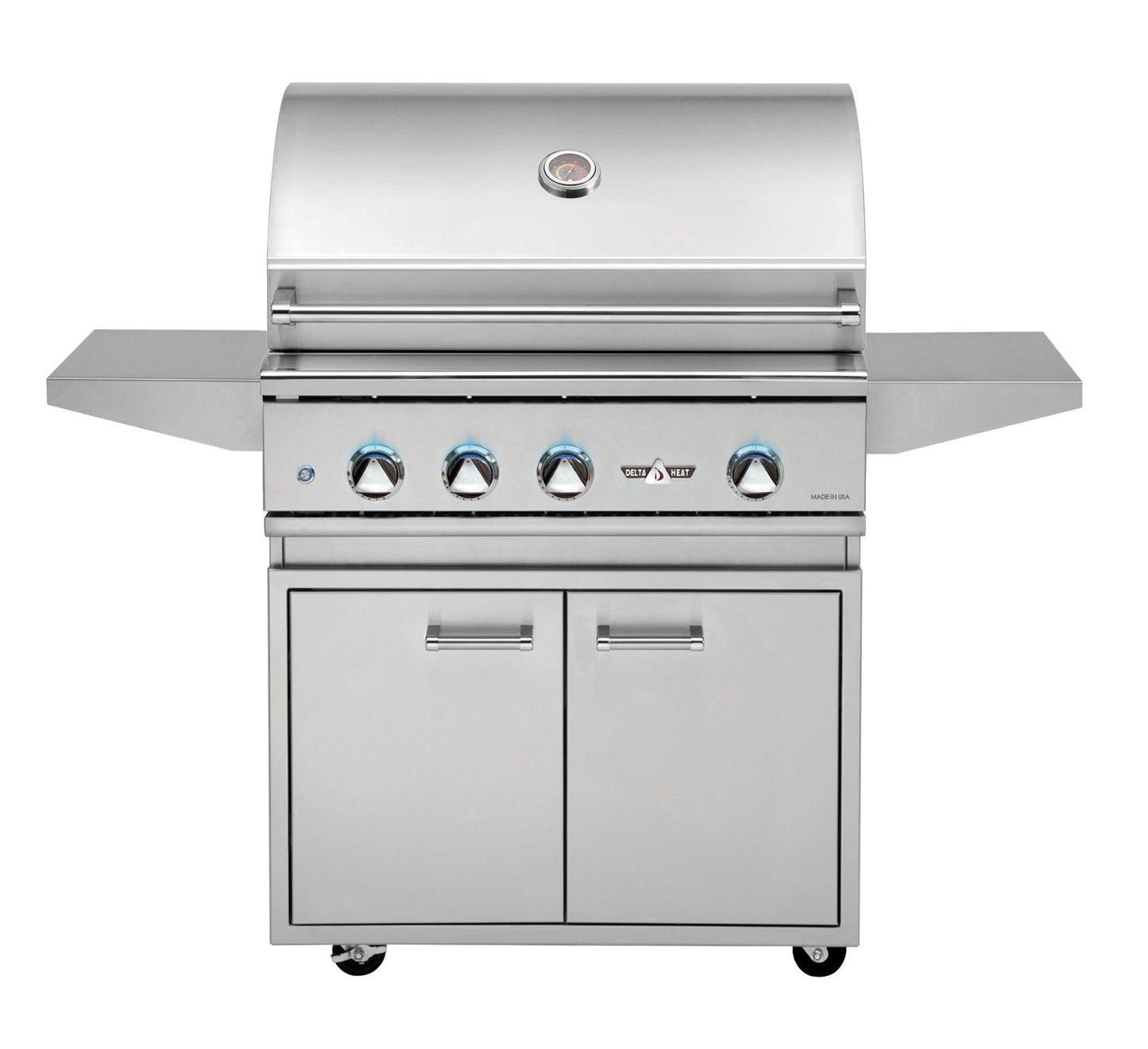 Delta Heat 32 Inch Propane Grill on Cart with Infrared Rotisserie and Sear Zone - DHGB32-C + DHBQ32RS-DL
