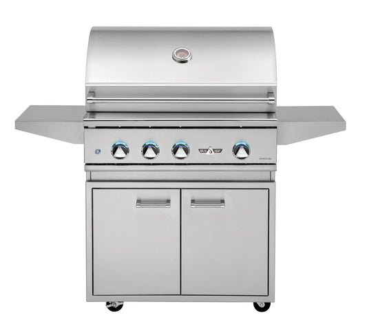 Delta Heat 32 Inch Propane Grill on Cart with Infrared Rotisserie and Sear Zone - DHGB32-C + DHBQ32RS-DL