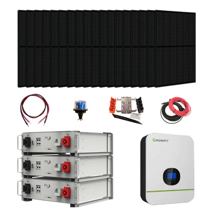 Complete Growatt + Midnite Power Off-Grid Solar Kit | 3000W 120V Inverter | 15.36kWh 48V Lithium Battery Storage | 3560W Solar PV