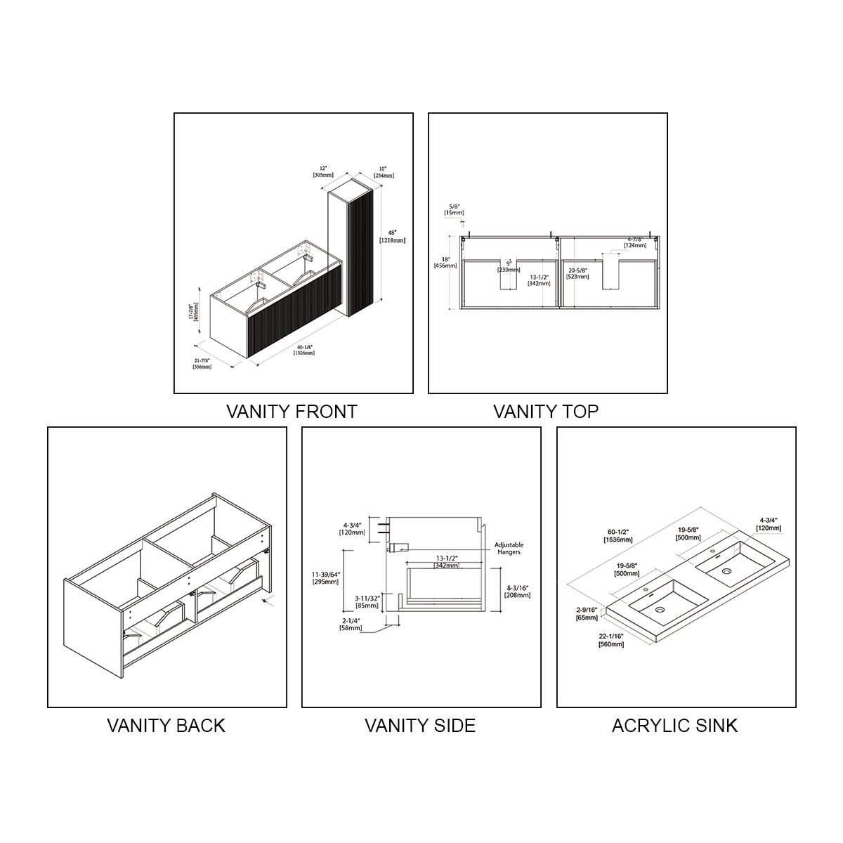 Blossom Positano 60″ Bathroom Double Vanity - V8028 60 01