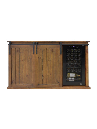 Vinotemp Rustic Wine Credenza with Sliding Doors - B Stock - VT-RUSTICRED3D