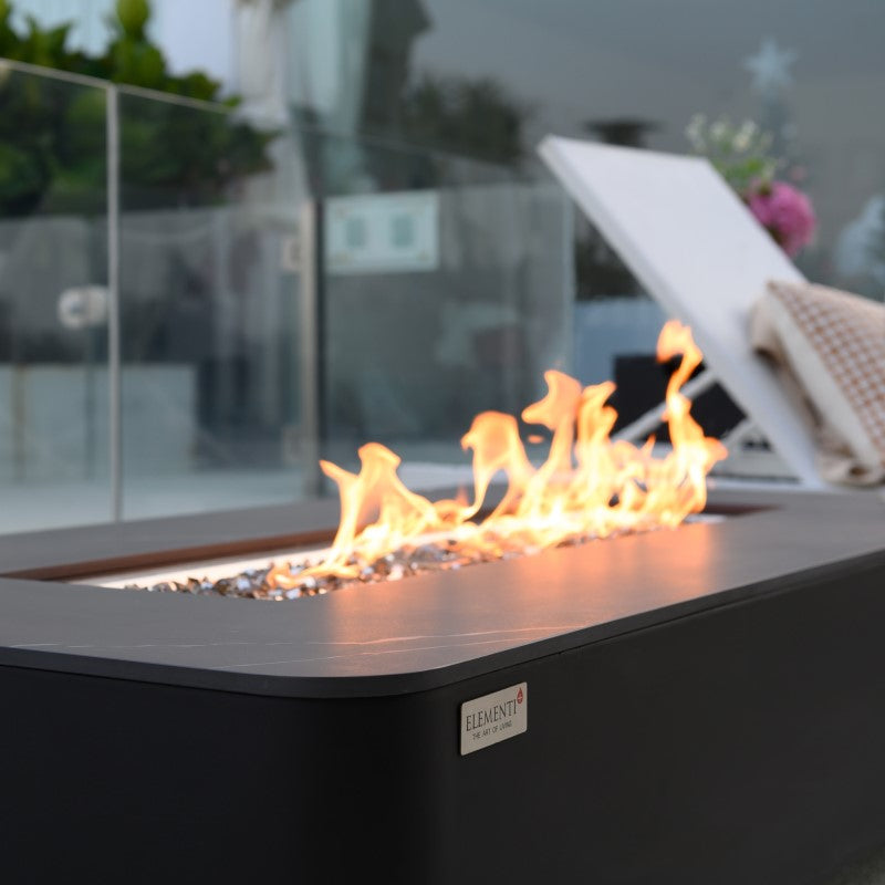 Valencia Fire Table with Wind Screen Closeup