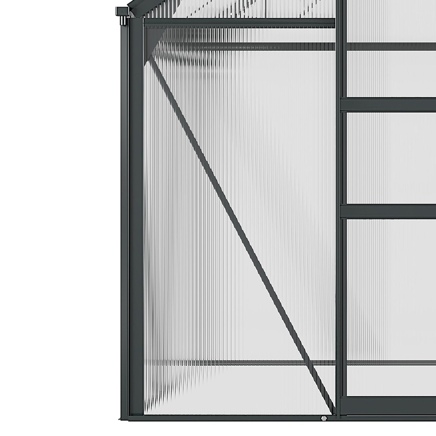 Outsunny 6' x 6' Polycarbonate Greenhouse with Rain Gutter and Roof Vent for Outdoor Garden, Gray - 845-058GY
