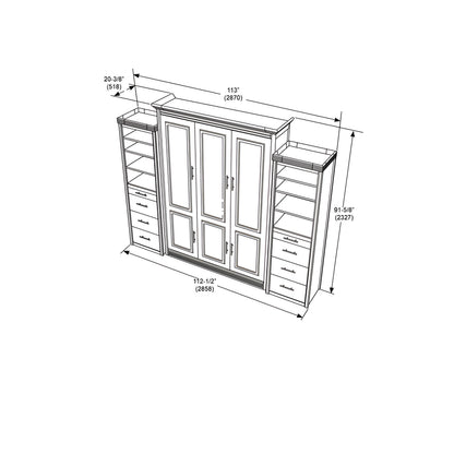 Queen Murphy Bed w/ Storage Cabinets, Walnut, by Leto Muro