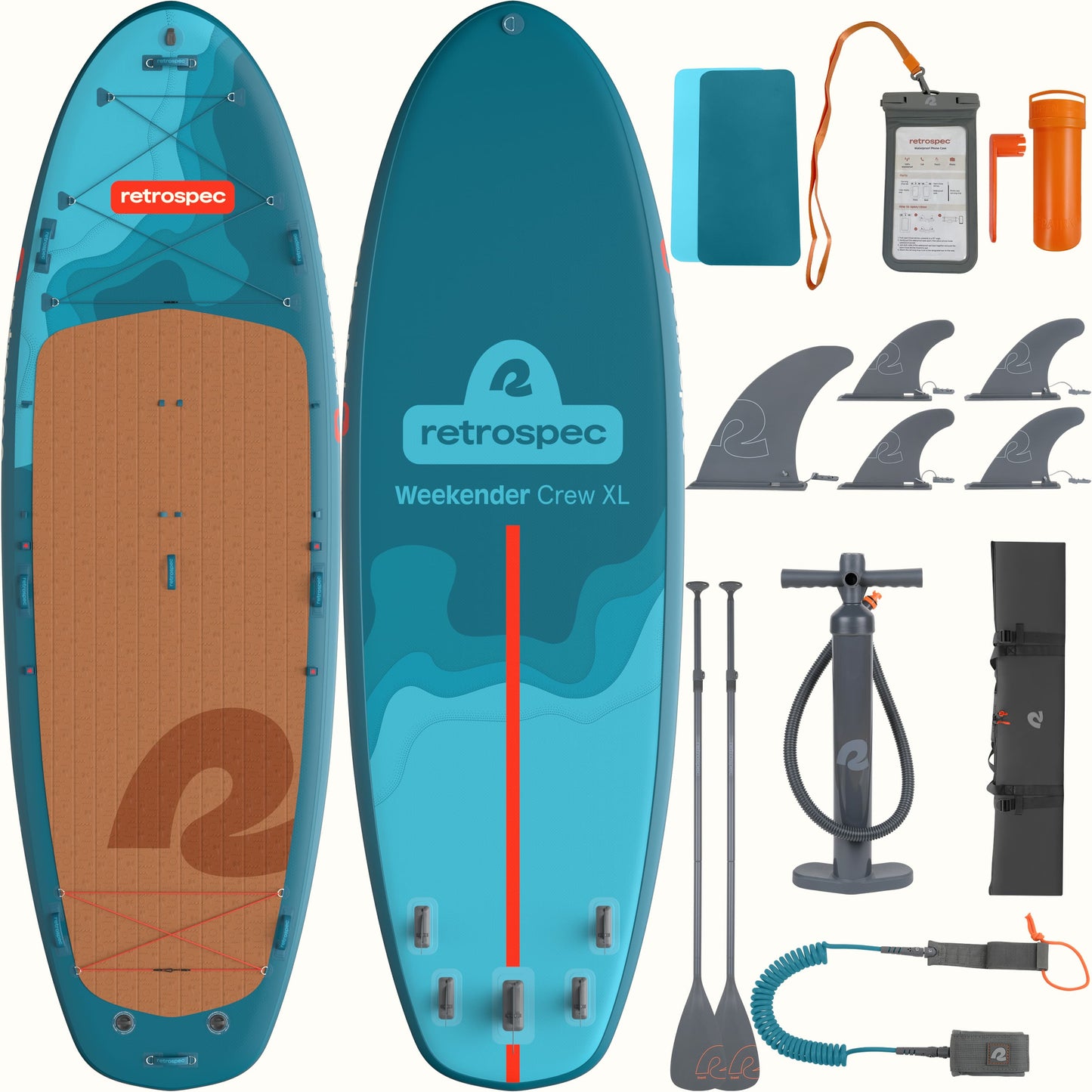 Retrospec Weekender Crew XL Multi-Person Inflatable Stand Up Paddle Board 15’ - 5744