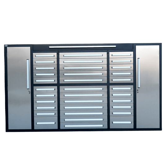 Chery Industrial 9 ft Garage Storage Cabinet with 34 Drawers & 2 Cabinets - WW000219