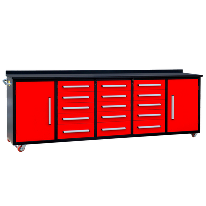 Chery Industrial 10ft 15-Drawer Storage Workbench with Wheels - SUIWB10152RDAC