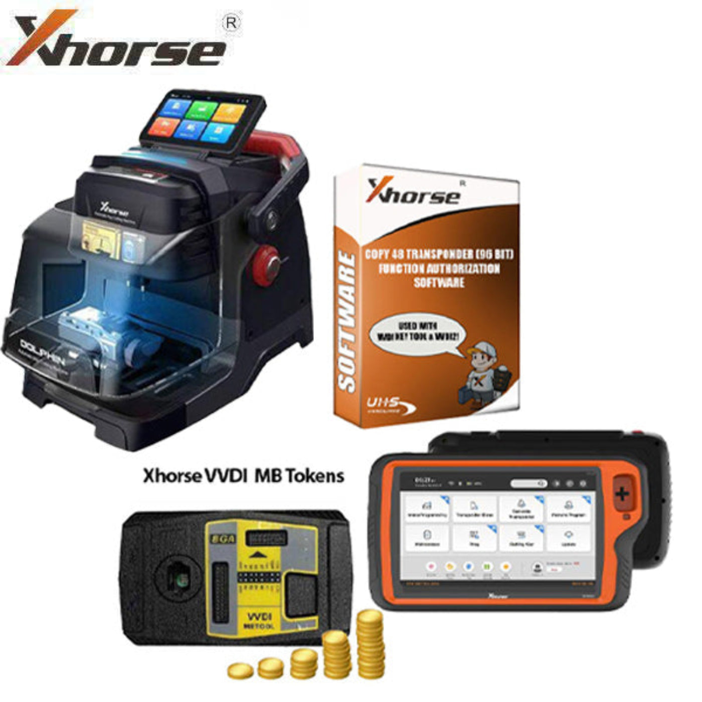 Xhorse - Complete Cut & Programming Bundle - Dolphin II XP-005L High Sec Portable Key Cutting Machine & VVDI Key Tool PLUS Tablet (Bundle) - XHS-DLPN2KTP
