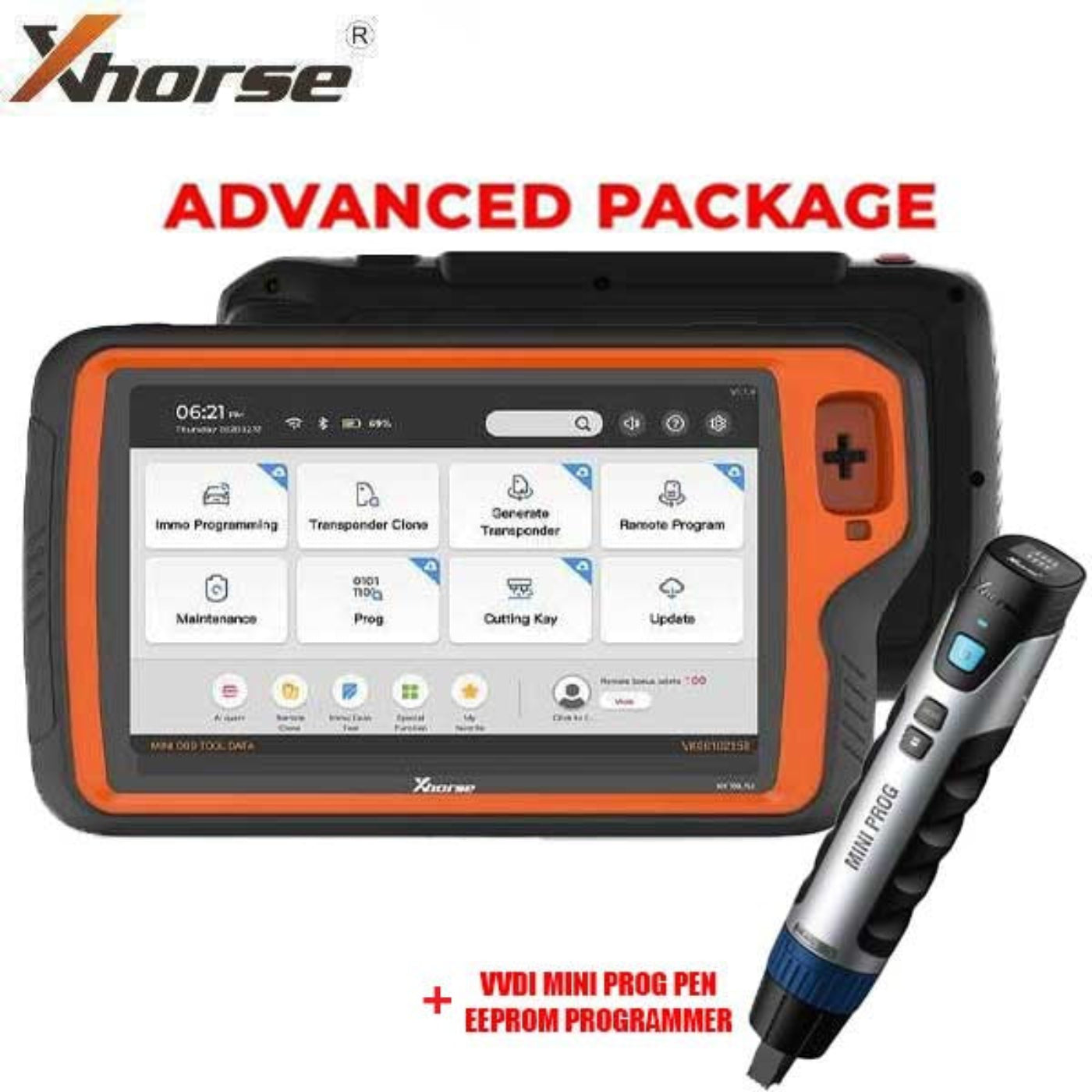 Xhorse - VVDI Key Tool PLUS Tablet All In One Key Tool - ADVANCED PACKAGE and Mini PROG Pen EEPROM Programmer (Bundle) - XHS-KT-PROG