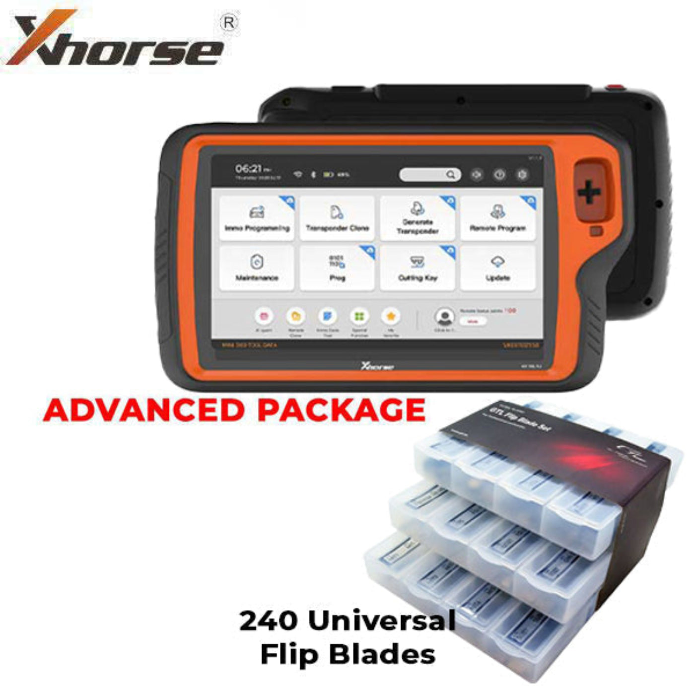 Xhorse / GTL - VVDI Key Tool PLUS Tablet - All In One Key Tool - ADVANCED PACKAGE + Multi-Function Key Flip Blade Set for Xhorse & KEYDIY Remotes (240 Flip Blades) - XHS-KTPPAD-LT81