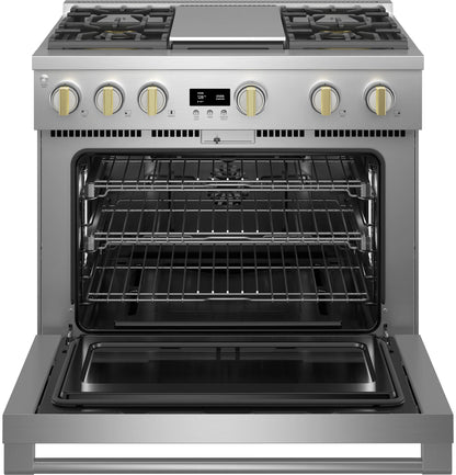 Monogram ZGP364NDTSS 36" All Gas Professional Range with 4 Burners and Griddle Stainless Steel - ZGP364NDTSS