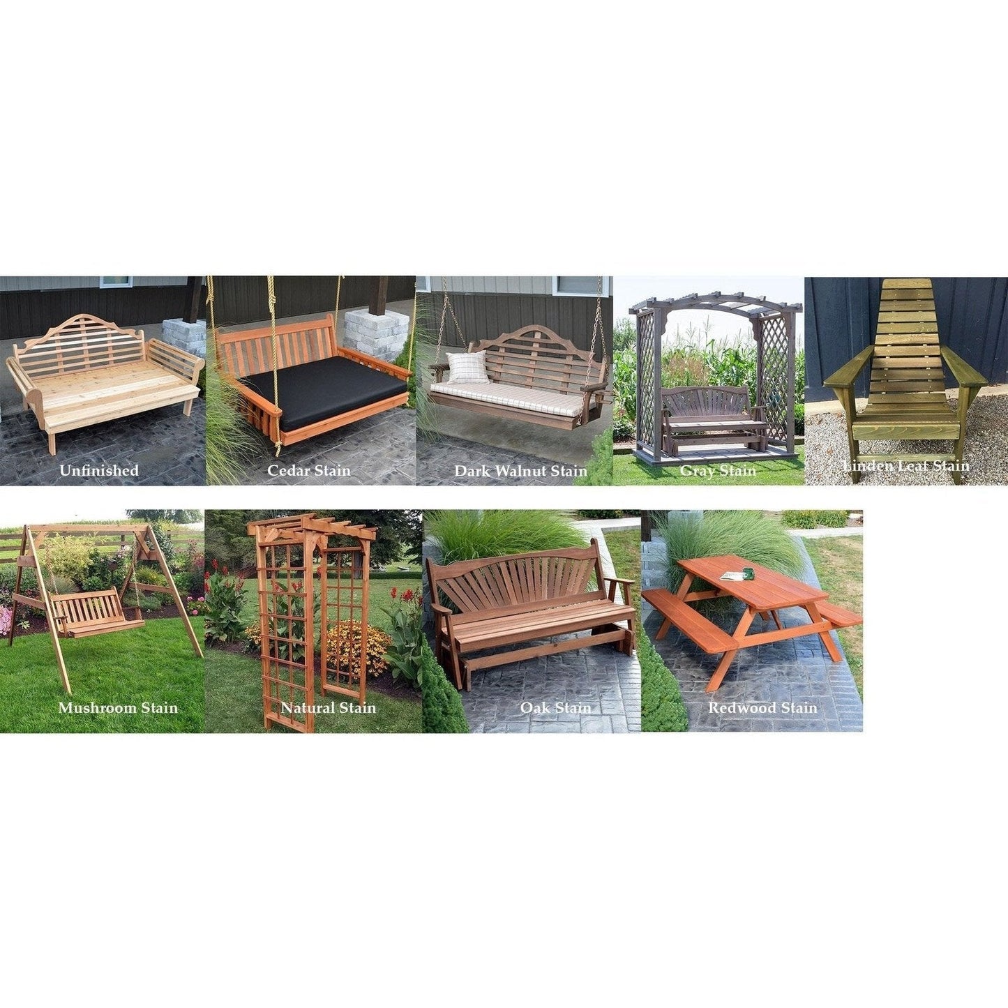 A & L Furniture 43" Sq. Table w/ 4 Backed Benches- Specify for FREE 2" Umbrella Hole - 302C-UNF