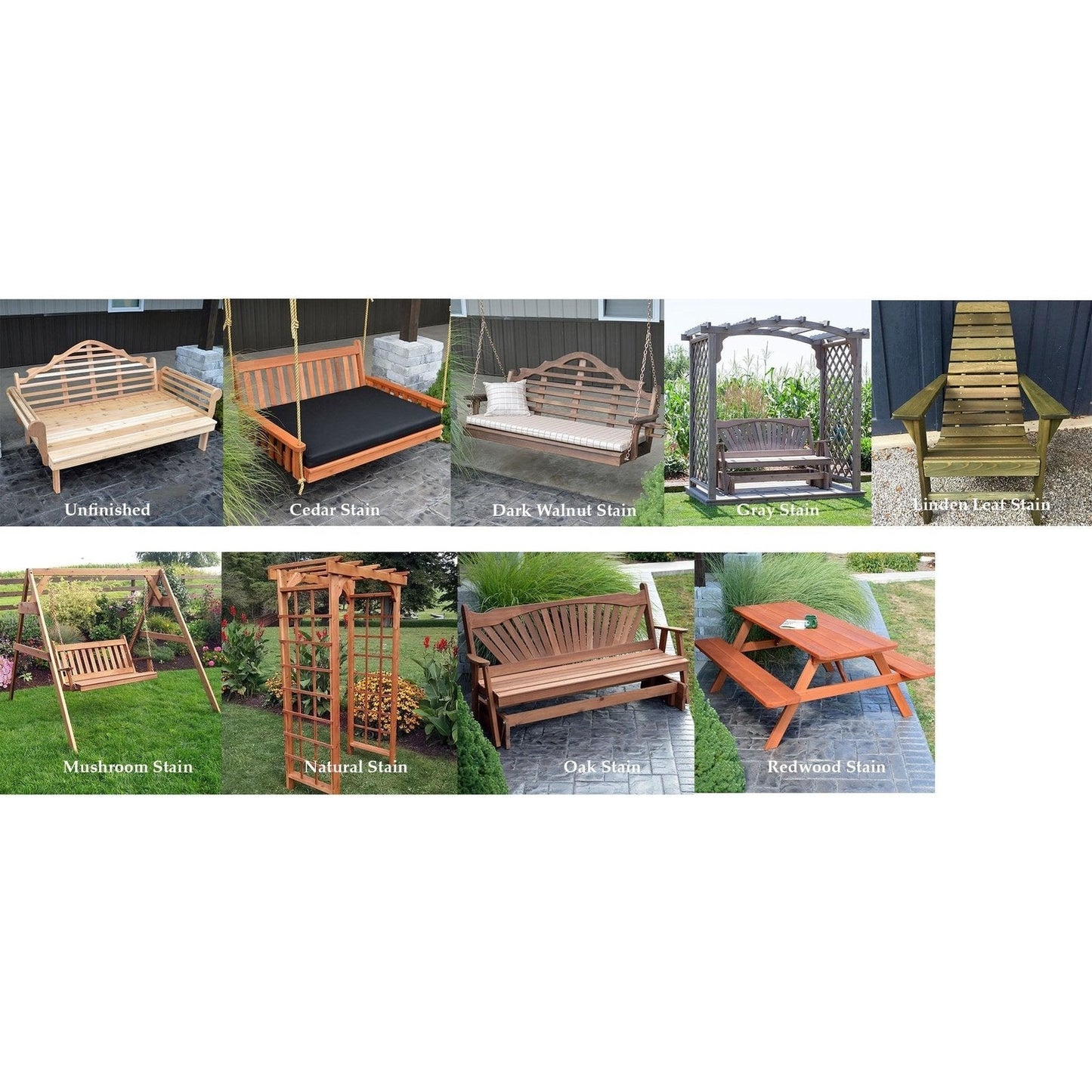 A & L Furniture Amish Handcrafted Cedar Wood Covington Arbor & Swing - 1515C-CS