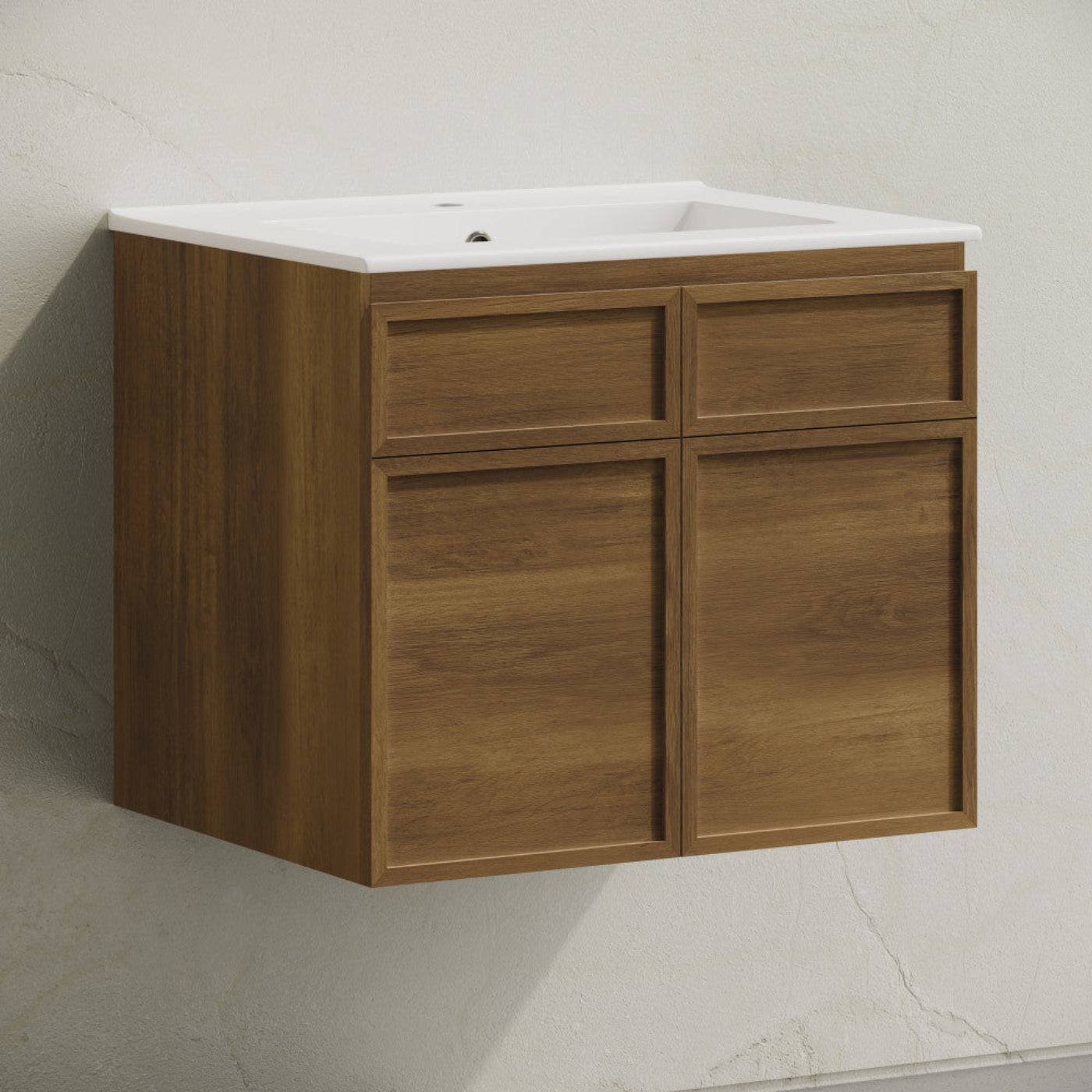 Swiss Madison St. Tropez 24" Wall-Mounted Bathroom Vanity in Brown Oak with Sink Top - SM-BV0819BO