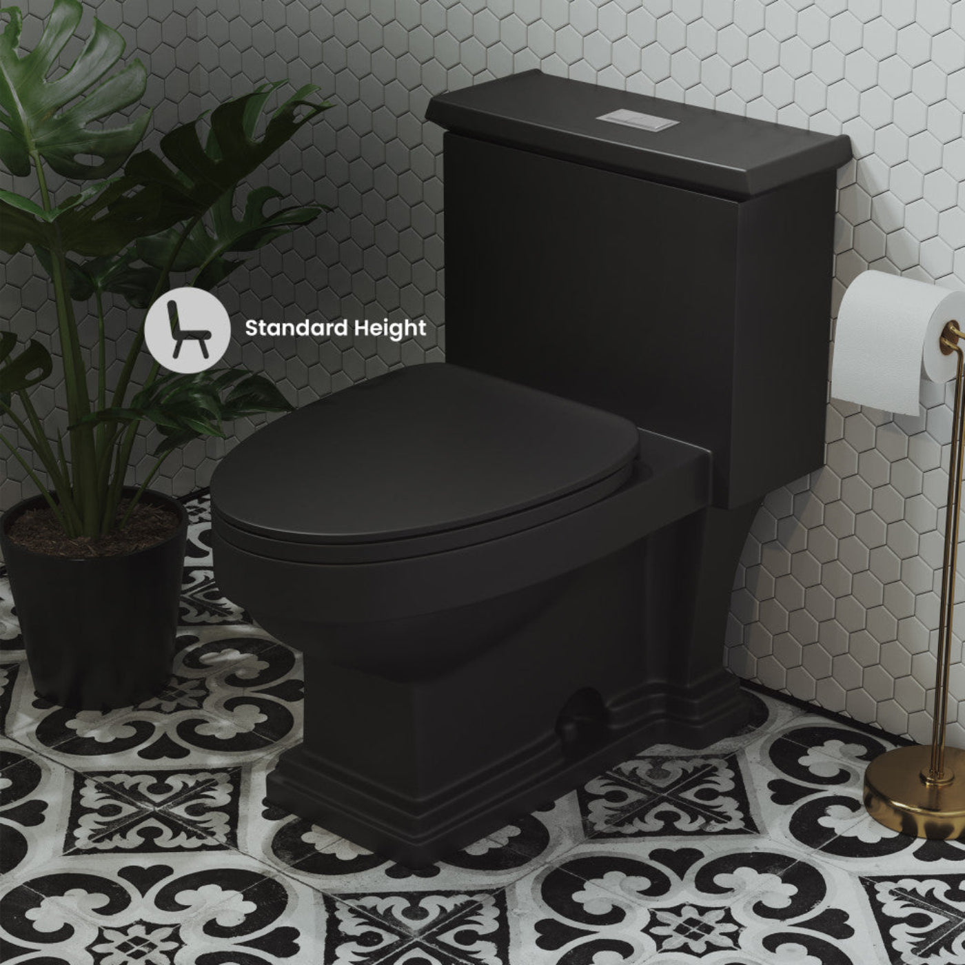 Swiss Madison Voltaire One-Piece Elongated Toilet Dual-Flush 1.1/1.6 gpf in Matte Black - SM-1T113MB