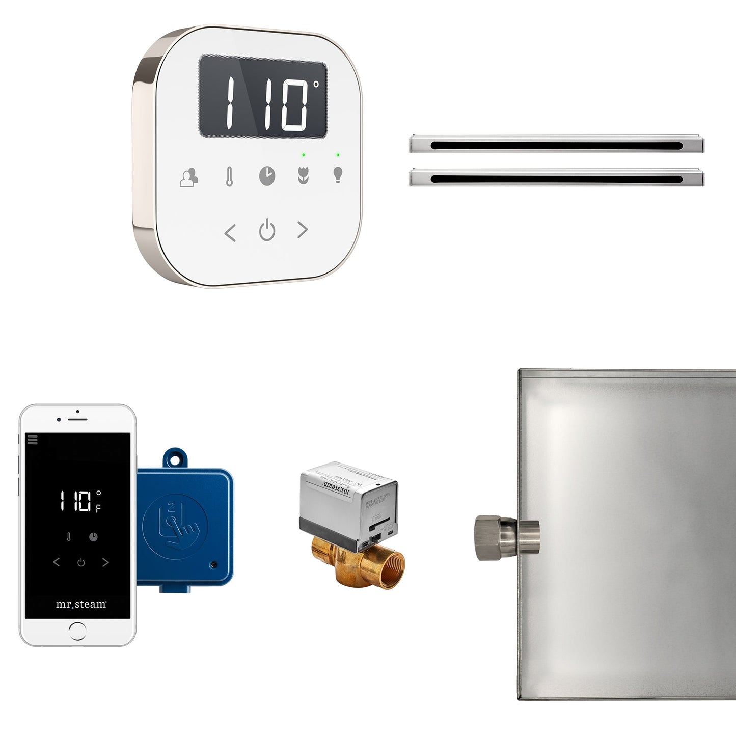 Mr. Steam AirButler Max Linear Package White Polished Nickel - ABUTLERLXWPN