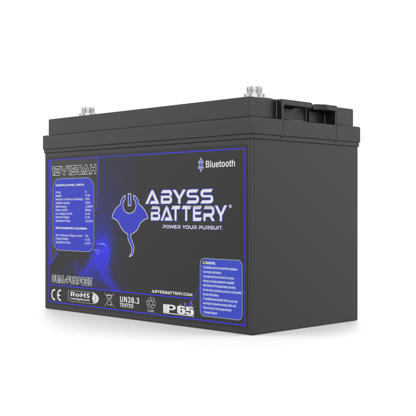 Abyss Battery 12V 150Ah Dual Purpose Lithium Marine Battery - AB-12V150-BT