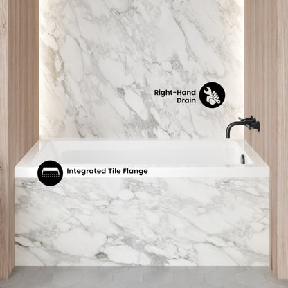 Swiss Madison Voltaire 54 x 30 Right Drain Soaking Alcove Bathtub in Glossy White - SM-AB563