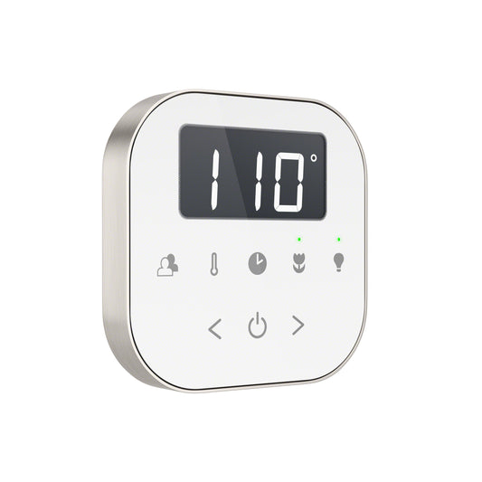 Mr. Steam AirTempo Steam Shower Control in White with Brushed Nickel - AIRTWH-BN