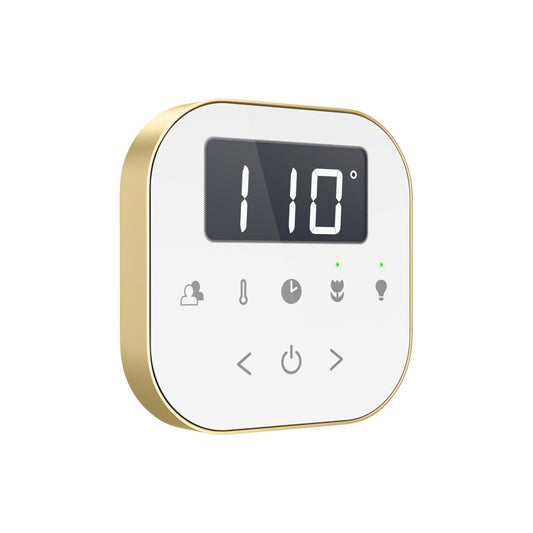 Mr. Steam AIRTWH-SB - AirTempo Steam Shower Control - White / Satin Brass - AIRTWH-SB