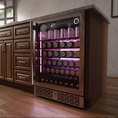 Vinotemp Vinoglow 151-Can Single-Zone Beverage Center, in Stainless Steel - VTBC117EVGSS