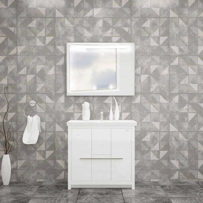 Casa Mare Alessio 36" Bathroom Vanity and Ceramic Sink Combo with LED Mirror - Alessio90GG-36