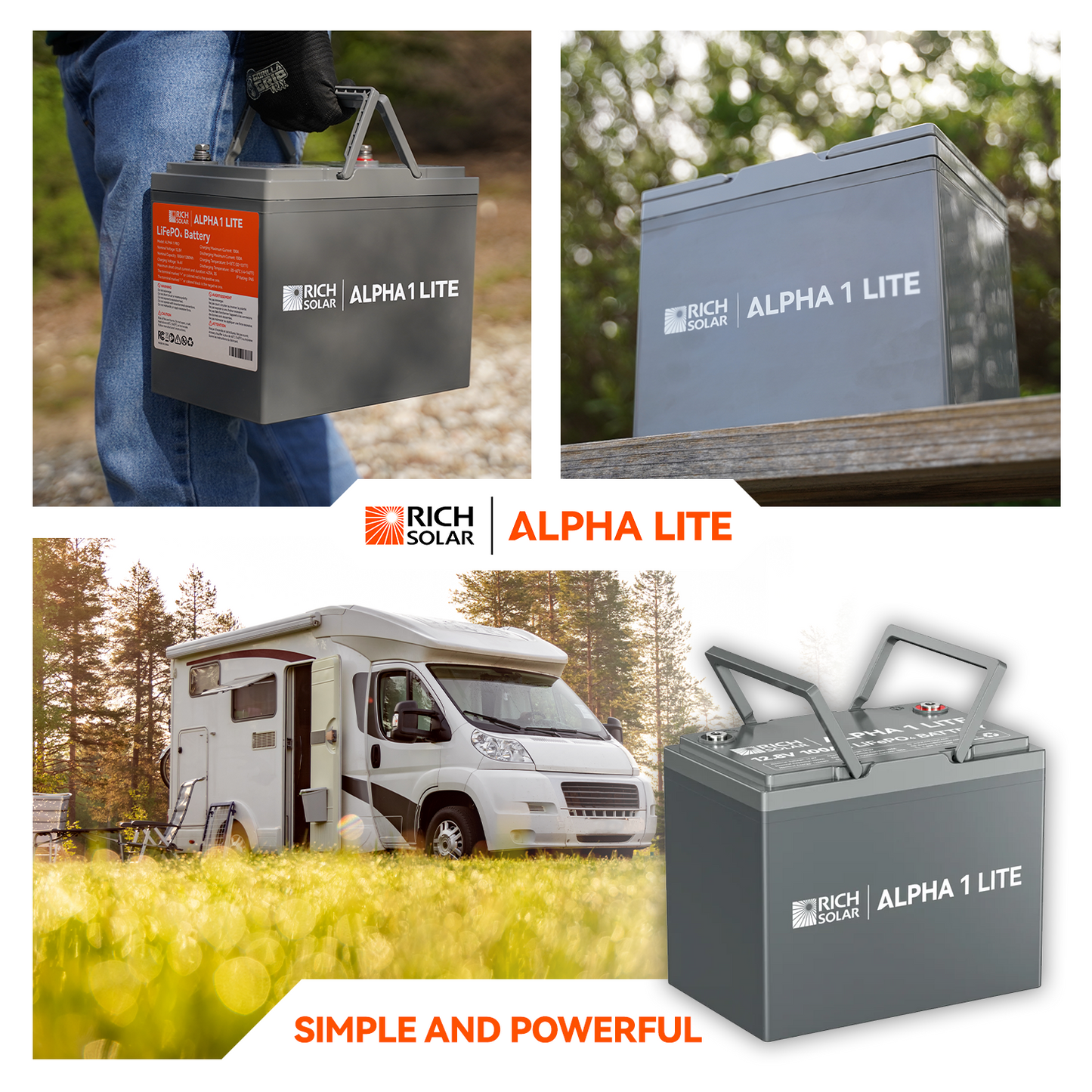 Rich Solar 1 LITE | 12V 100Ah LiFePO4 Battery | Lightweight 12V Lithium Battery for RVs, Trailers, Vans, Boats, Off-Grid | 4,000 Lifetime Cycles | Best Value - RS-B12100